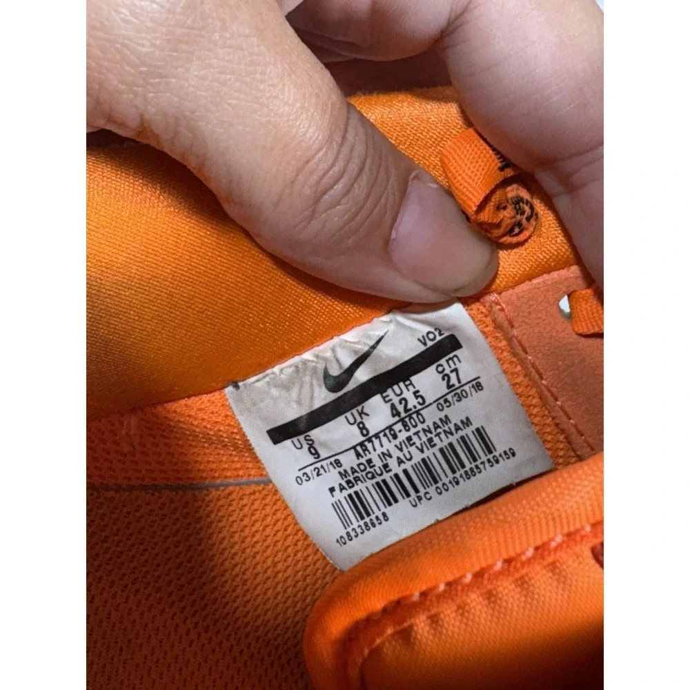 Nike Air Force 1 Low Just‎ Do It- Orange/Black/White AR7719-800 - Men's Size 9